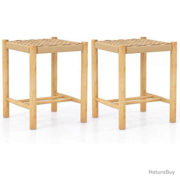 Lot de 2 tabourets de bar 36 x 36 x 45 cm assise tiss�e �l�gante style rustique id�al salle � mange