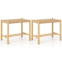 lot de 2 tabourets de bar 56 x 36 x 45 cm assise respirante design rustique en bois de caoutchouc n