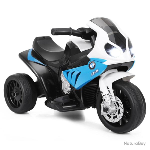 Lot de 1 moto �lectrique enfant 66 x 37 x 44,5 cm assise ergonomique 3 roues style moderne en PP bl