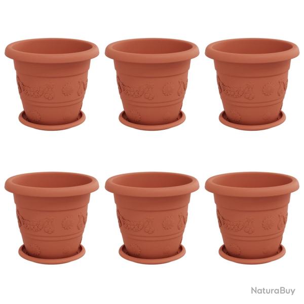 Lot de 6 pots de plantes cylindriques modernes 26 x 26 x 21.5 cm avec drainage et style �pur� en pl
