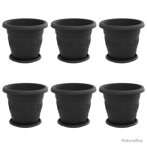 Lot de 6 pots de plantes cylindriques modernes 26 x 26 x 21.5 cm int�rieur ext�rieur en plastique n