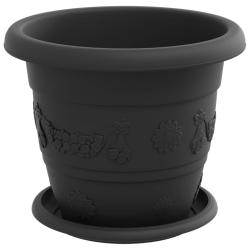 Lot de 24 pots de plantes cylindriques modernes int&eacute;rieur ext&eacute;rieur 26 x 21.5 cm en plastique noir
