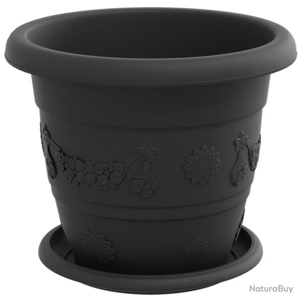 Lot de 24 pots de plantes cylindriques modernes int�rieur ext�rieur 26 x 21.5 cm en plastique noir