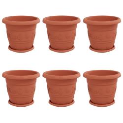Lot de 6 pots de plantes cylindriques modernes 26 x 21.5 cm avec drainage d&eacute;co ext&eacute;rieure en plasti