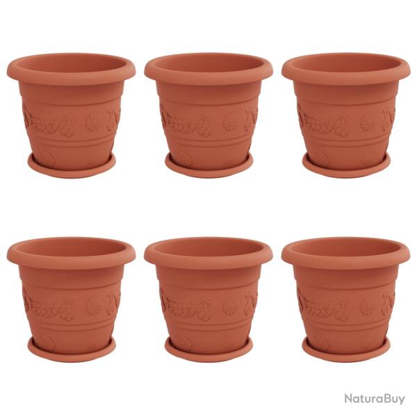 Lot de 6 pots de plantes cylindriques modernes 26 x 21.5 cm avec drainage d�co ext�rieure en plasti