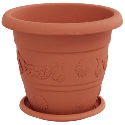 Lot de 24 pots de plantes cylindriques modernes 26 x 21.5 cm en plastique rouge brique 02_0056122