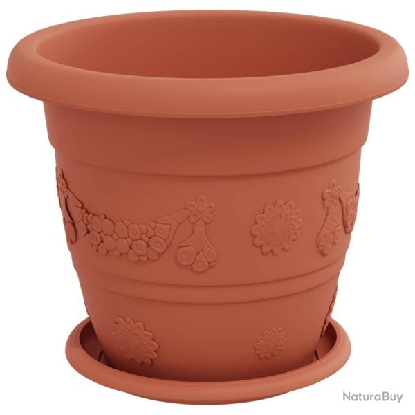 Lot de 24 pots de plantes cylindriques modernes 26 x 21.5 cm en plastique rouge brique 02_0056122