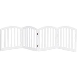 Lot de 4 barri&egrave;res de s&eacute;curit&eacute; pliables pour chiens 246 x 61 cm protection animaux en MDF blanc 20_