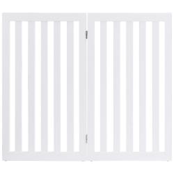 Barri&egrave;re autoportante chien 101 x 1,5 x 89 cm pliable antid&eacute;rapante design moderne en MDF blanc 20_
