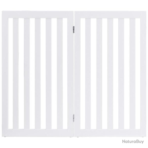 Barri�re autoportante chien 101 x 1,5 x 89 cm pliable antid�rapante design moderne en MDF blanc 20_