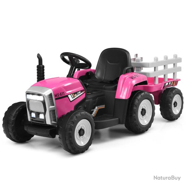 Tracteur �lectrique avec remorque 135 x 51 x 53 cm 3 vitesses musique bluetooth ambiance cosy en PP