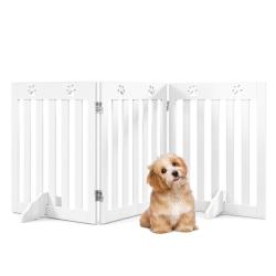Barri&egrave;re pliante pour animaux chien 153 x 1,5 x 61 cm robustesse maximale design pratique en mdf bl