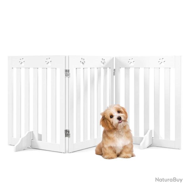 Barri�re pliante pour animaux chien 153 x 1,5 x 61 cm robustesse maximale design pratique en mdf bl