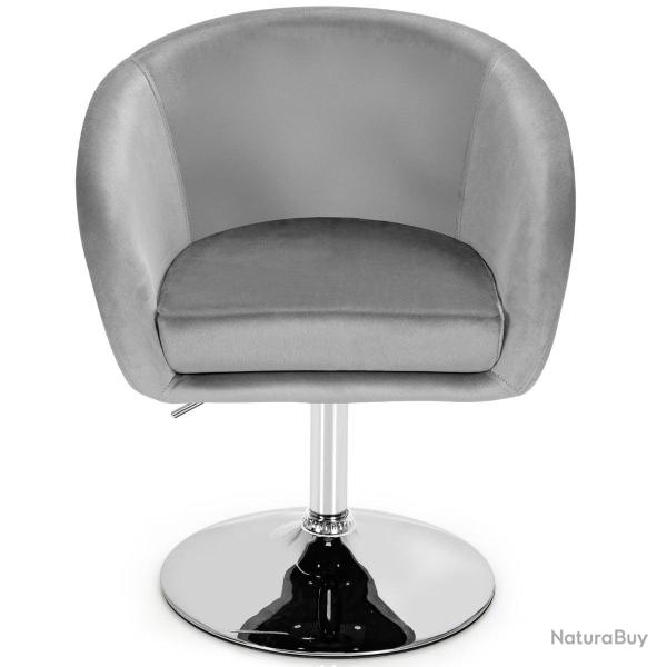 Tabouret de bar pivotant haut de 72 � 86 cm confortable et ergonomique moderne en velours gris 20_0