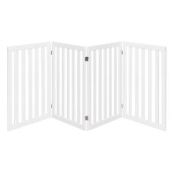 Barri&egrave;re autoportante pour chien 200 x 1,5 x 89 cm pliable et l&eacute;g&egrave;re style moderne en MDF blanc 20_