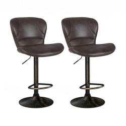Lot de 2 tabourets de bar r&eacute;glables 44 x 46,5 x 87-108 cm confortables pivotants style vintage en m