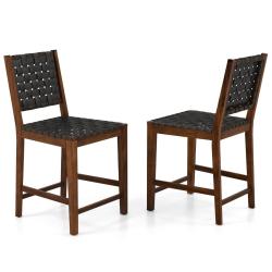 Lot de 2 chaises de bar design incurv&eacute; 52 x 58,5 x 101 cm assise ergonomique moderne en bois d'acac