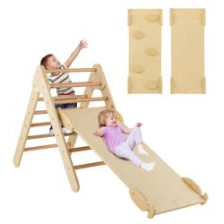 Ensemble d'escalade triangulaire 3 en 1 86,5 x 48 x 73,5 cm rampe polyvalente design naturel bois 2