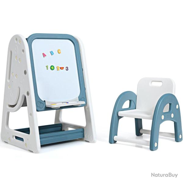 Tableau magn�tique enfant 53 x 62,5 x 71-100 cm 2 en 1 avec bureau pliable et assise ergonomique en