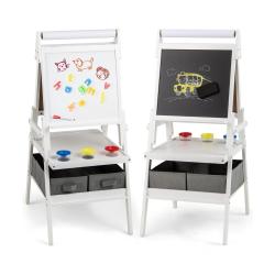 Chevalet 3-en-1 pour enfants 54 x 46 x 101,5 cm avec rangement pratique et design &eacute;ducatif en MDF b