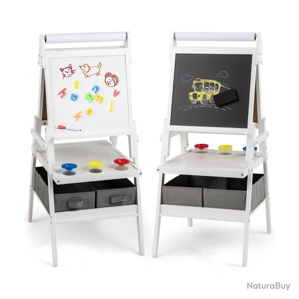 Chevalet 3-en-1 pour enfants 54 x 46 x 101,5 cm avec rangement pratique et design �ducatif en MDF b