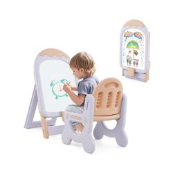 Chevalet d'art pour enfants avec chaise r&eacute;glable en hauteur et pliable 53 x 42 x 73-86 cm cr&eacute;atif c