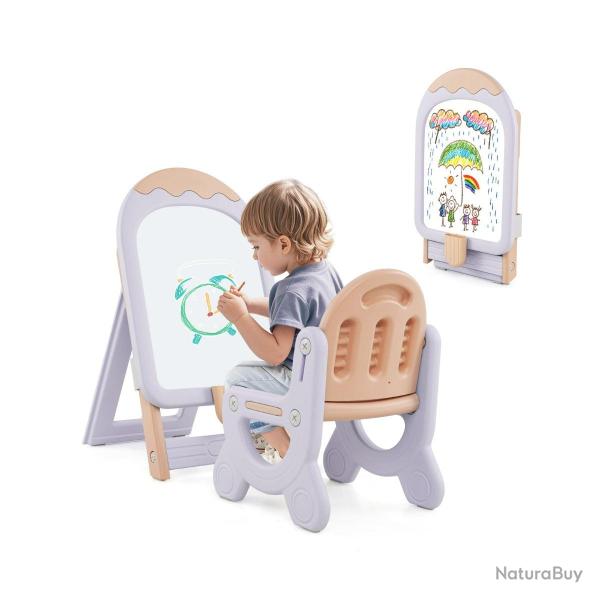 Chevalet d'art pour enfants avec chaise r�glable en hauteur et pliable 53 x 42 x 73-86 cm cr�atif c
