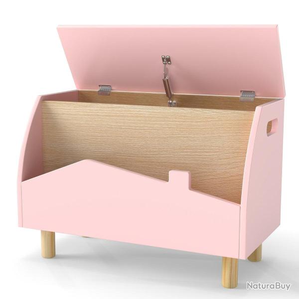 Coffre � jouets avec �tag�re de pr�sentation 60 x 33 x 44 cm s�curit� assur�e ambiance cosy en MDF