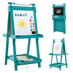 Chevalet pliable pour enfants hauteur r&eacute;glable 55 x 66 x 106/116/126 cm s&eacute;curit&eacute; renforc&eacute;e rangemen