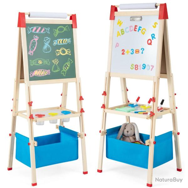 Chevalet en bois pour enfants height r�glable 102-126 cm avec 60 accessoires design moderne en natu