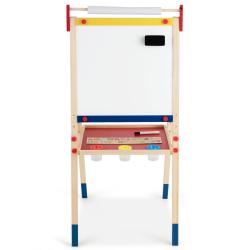 Chevalet d'art pour enfants hauteur r&eacute;glable 60 x 55 x 112,5-124,5 cm avec tableau double face et a