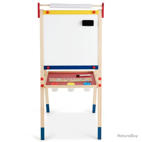 Chevalet d'art pour enfants hauteur r�glable 60 x 55 x 112,5-124,5 cm avec tableau double face et a