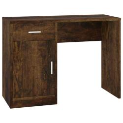 Bureau table poste de travail meuble d'ordinateur informatique &eacute;tude avec tiroir et armoire ch&ecirc;ne f