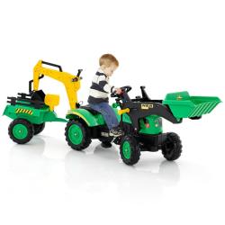Tracteur autoport&eacute; 3 en 1 avec remorque amovible 180 x 41 x 64 cm exp&eacute;rience de conduite r&eacute;aliste s