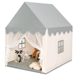 Tente de jeu pour enfants 120 x 105 x 140 cm avec tapis de sol lavable ambiance cosy design f&eacute;eriqu