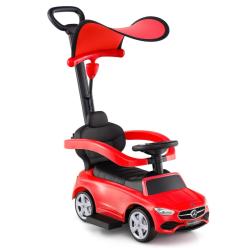 Voiture &agrave; pousser 3-en-1 en rouge 84 x 39 x 90 cm s&eacute;curit&eacute; optimale design luxueux canopy r&eacute;glable