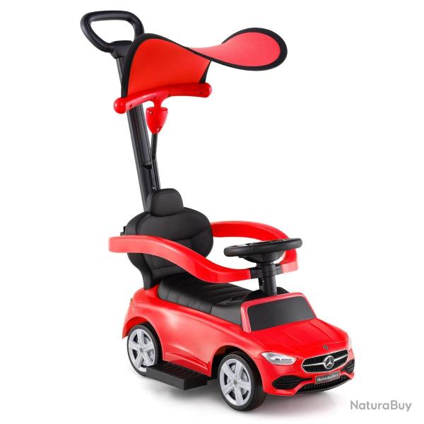 Voiture � pousser 3-en-1 en rouge 84 x 39 x 90 cm s�curit� optimale design luxueux canopy r�glable