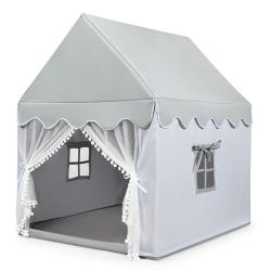 Tente de jeu pour enfants 120 x 105 x 140 cm spacieux pour 4 enfants design f&eacute;erique en coton gris