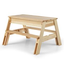 Table de pique-nique pour enfants 122,5 x 90 x 55,5 cm design 4 en 1 compacte avec bancs en bois na