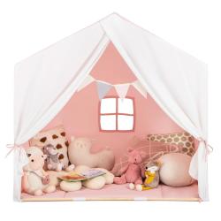 Tente de jeu pour 3 enfants 131 x 91 x 131 cm tapis doux lavable ambiance cosy design en bois de pi