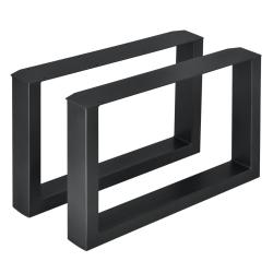 Lot de 2 pieds de table meuble rectangulaire m&eacute;tal 64 cm noir 03_0003673