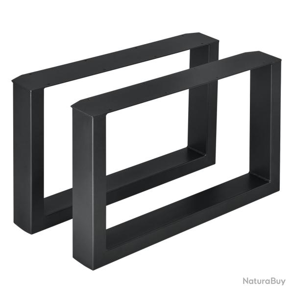 Lot de 2 pieds de table meuble rectangulaire m�tal 64 cm noir 03_0003673