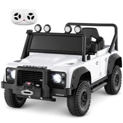 Voiture jouet &eacute;lectrique 115 x 61 x 61 cm t&eacute;l&eacute;commande parentale et phares lumineux en PP blanc 20_