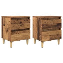 Lot de 2 meubles de lit avec tiroir rectangulaires rustiques style industriel 40 x 35 x 50 cm en bo