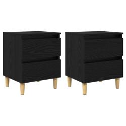 Lot de 2 meubles de lit avec tiroir compact 40 x 35 x 50 cm usage polyvalent style rustique en bois