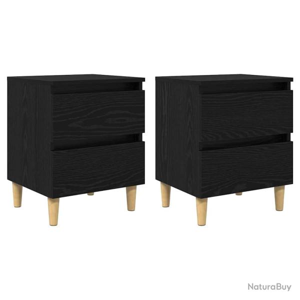 Lot de 2 meubles de lit avec tiroir compact 40 x 35 x 50 cm usage polyvalent style rustique en bois