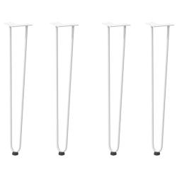 Lot de 4 pieds en &eacute;pingle &agrave; cheveux design moderne console 72 x 12 x 12 cm en acier massif blanc 02