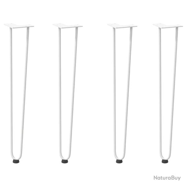 Lot de 4 pieds en �pingle � cheveux design moderne console 72 x 12 x 12 cm en acier massif blanc 02