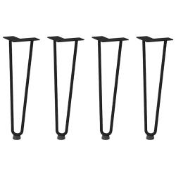 Lot de 4 pieds en &eacute;pingle &agrave; cheveux pour table basse 42 x 12 x 12 cm esth&eacute;tique moderne acier noir