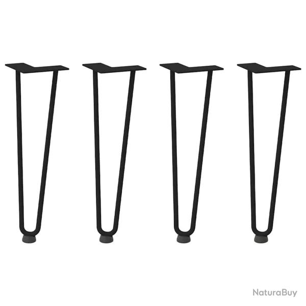Lot de 4 pieds en �pingle � cheveux pour table basse 42 x 12 x 12 cm esth�tique moderne acier noir